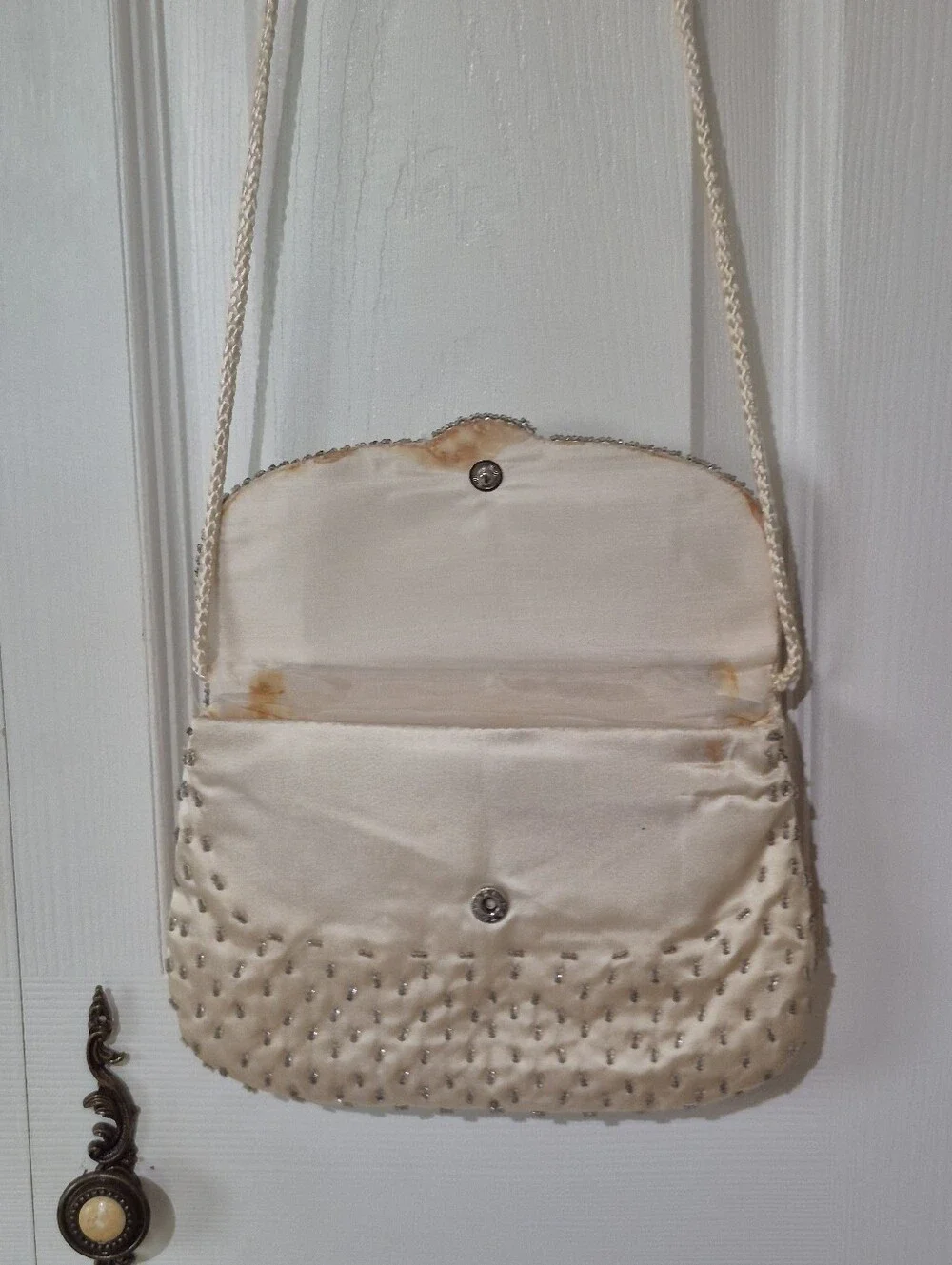 Vintage beaded satin evening bag